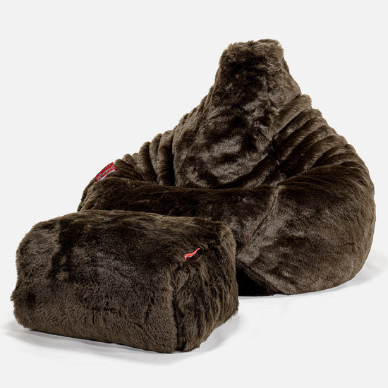 Pouf Poire Gamer - Fausse Fourrure Marron 01