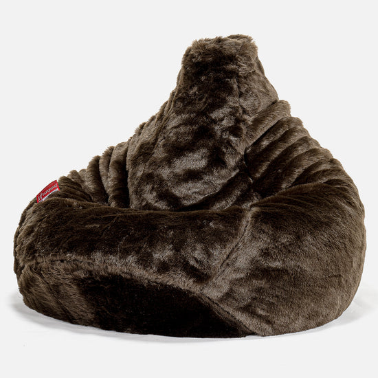 Pouf Poire Gamer - Fausse Fourrure Marron 02