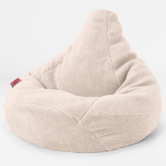 Pouf Poire Gamer - Fausse Fourrure Nounours Crème 01