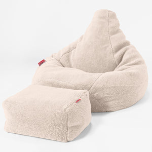 Pouf Poire Gamer - Fausse Fourrure Nounours Crème