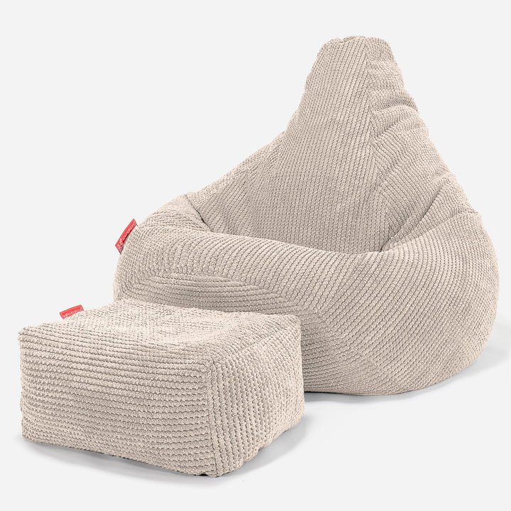 Pouf Poire Gamer - Pompon Crème 01