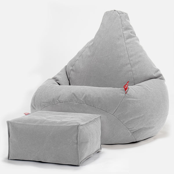 Pouf Poire Gamer - Stonewashed Gris 01