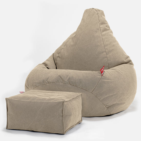 Pouf Poire Gamer - Stonewashed Terre Marron 01