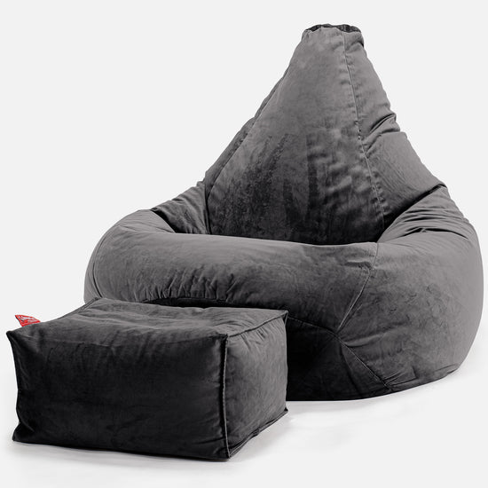 Pouf Poire Gamer - Velours Anthracite 01