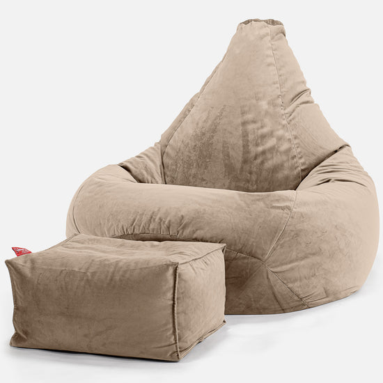 Pouf Poire Gamer - Velours Vison 01