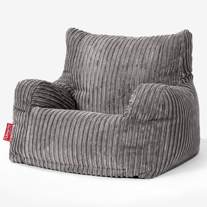 Pouf Fauteuil pour Ados 6-14 ans - Côtelé Anthracite 02