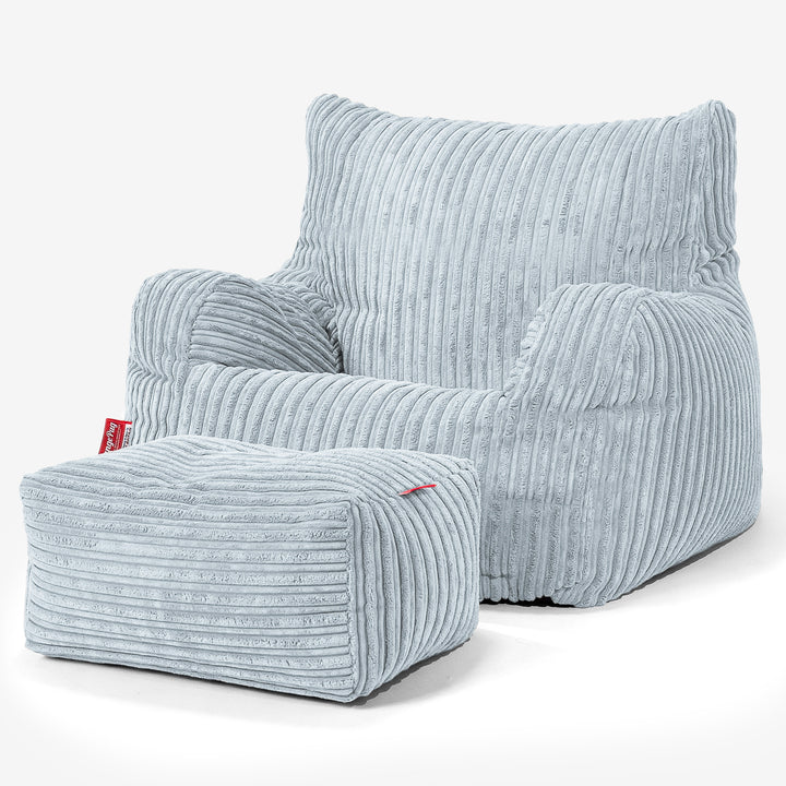 Pouf Fauteuil pour Ados 6-14 ans - Côtelé Bébé Bleu 03