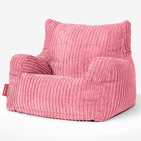Pouf Fauteuil pour Ados 6-14 ans - Côtelé Corail 01