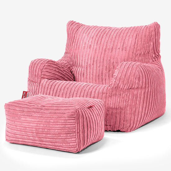 Pouf Fauteuil pour Ados 6-14 ans - Côtelé Corail 03