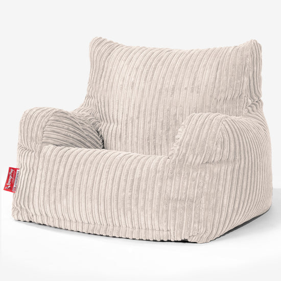 Pouf Fauteuil pour Ados 6-14 ans - Côtelé Crème 02
