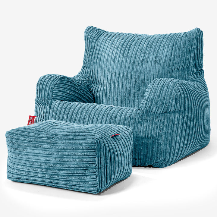 Pouf Fauteuil pour Ados 6-14 ans - Côtelé Mer Égée 03