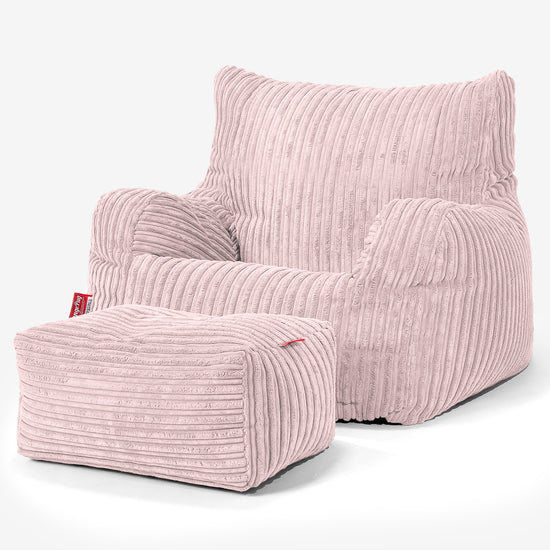 Pouf Fauteuil pour Ados 6-14 ans - Côtelé Rose 03