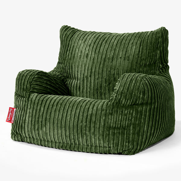 Pouf Fauteuil pour Ados 6-14 ans - Côtelé Vert Forêt 01