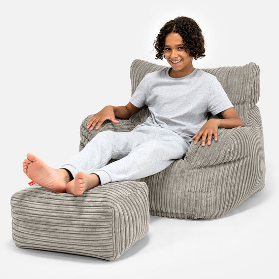 Pouf Fauteuil pour Ados 6-14 ans - Côtelé Vison 01