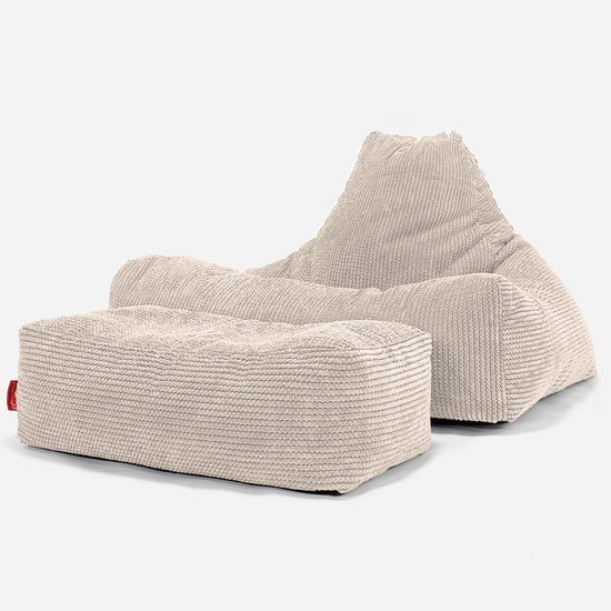 Pouf Fauteuil Relax - Pompon Crème 02