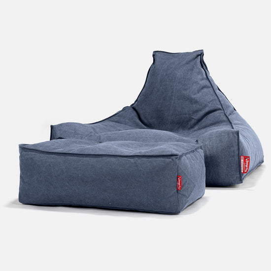Pouf Fauteuil Relax - Stonewashed Bleu Marine 02
