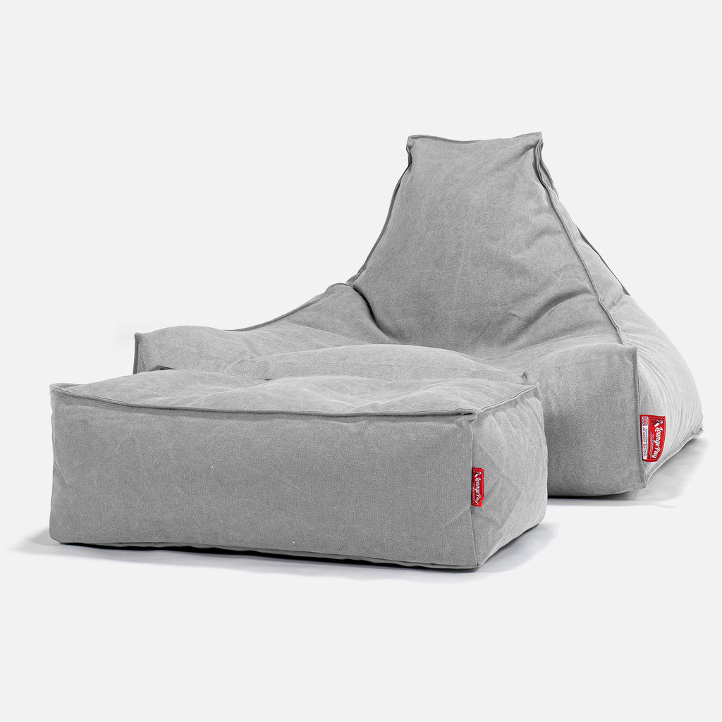 Pouf Fauteuil Relax - Stonewashed Gris 02