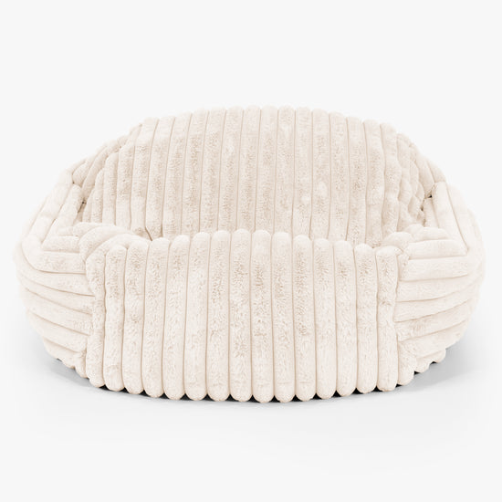 Pouf Fauteuil Sabine - Velours Côtelé Ultra Pelucheux Crème 01