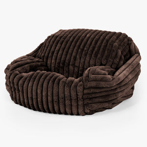 Pouf Fauteuil Sabine - Velours Côtelé Ultra Pelucheux Marron Meuse