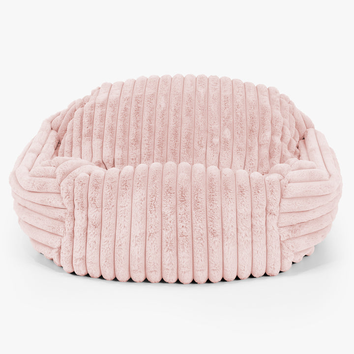 Pouf Fauteuil Sabine - Velours Côtelé Ultra Pelucheux Rose Pastel 01