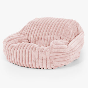 Pouf Fauteuil Sabine - Velours Côtelé Ultra Pelucheux Rose Pastel