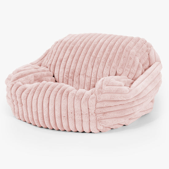 Pouf Fauteuil Sabine - Velours Côtelé Ultra Pelucheux Rose Pastel 02