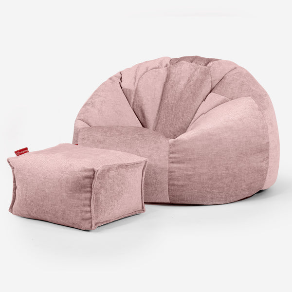 Pouf Poire Classique - Chenille Rose 01