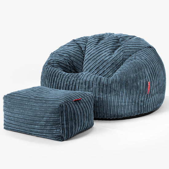 Pouf Poire Classique - Côtelé Bleu Marine 02
