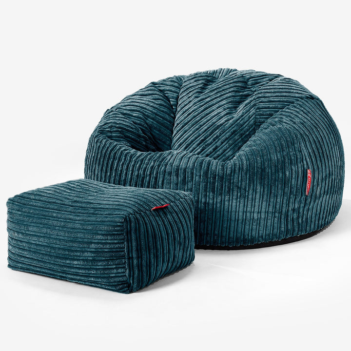 Pouf Poire Classique - Côtelé Bleu Canard 02