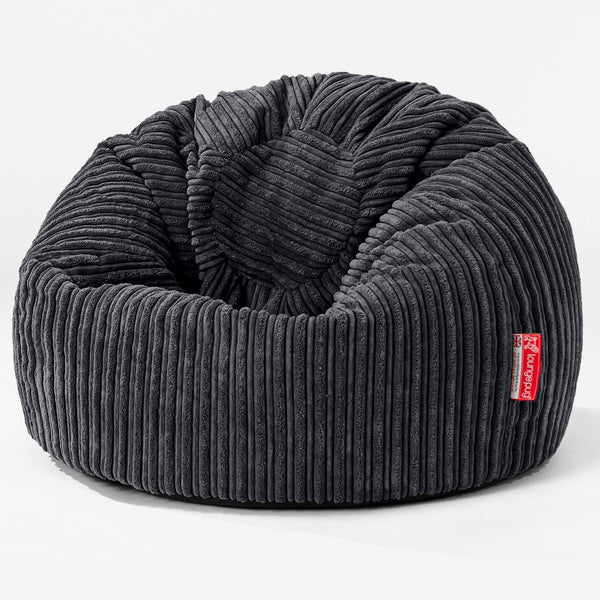 Pouf Poire Classique Enfant 1-5 ans - Côtelé Noir 01