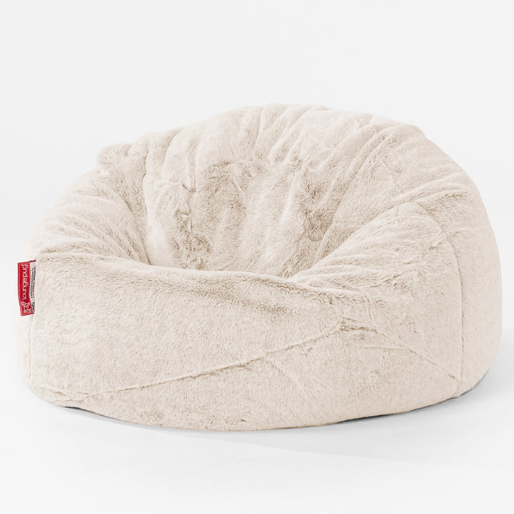 Pouf Poire Classique Enfant - Fausse Fourrure Lapin Blanc 01