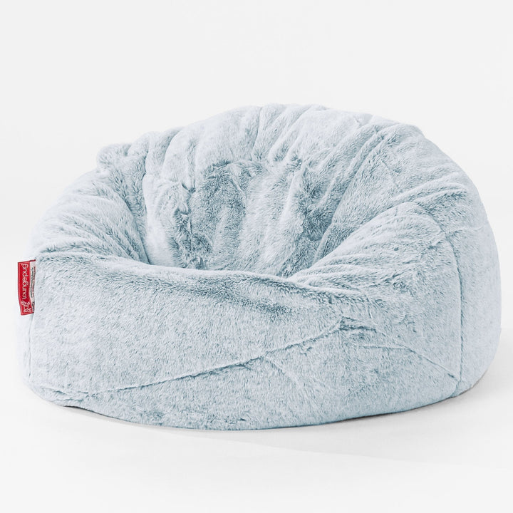 Pouf Poire Classique Enfant - Fausse Fourrure Lapin Bleu Pastel 01