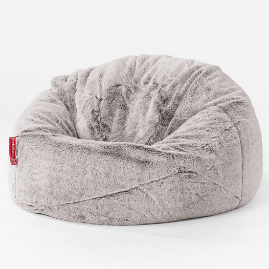 Pouf Poire Classique Enfant - Fausse Fourrure Lapin Gris clair 01
