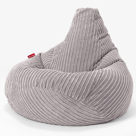 Pouf Poire Gamer - Côtelé Gris Argent 02