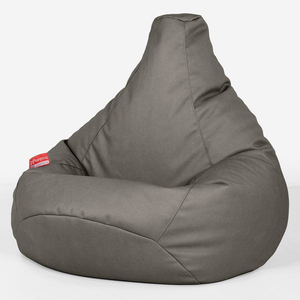 Pouf Poire Gamer - Cuir Végan Gris 01