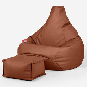 Pouf Poire Gamer - Cuir Végan Marron