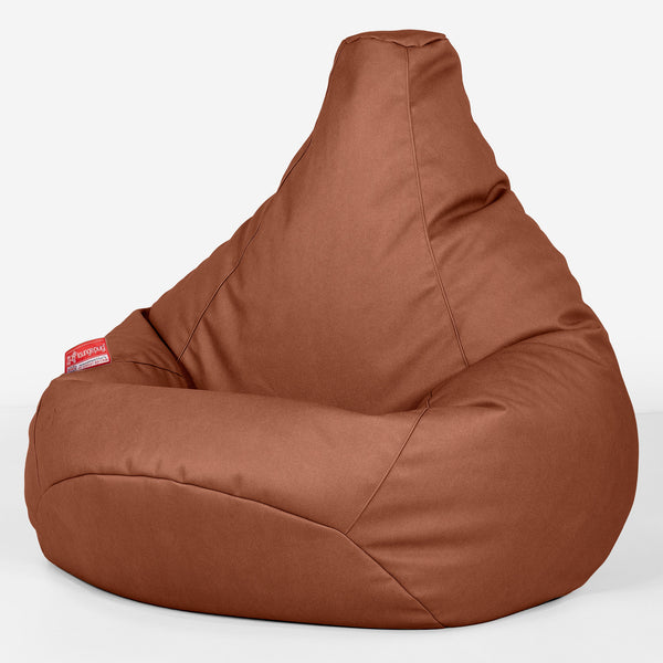 Pouf Poire Gamer - Cuir Végan Marron 01