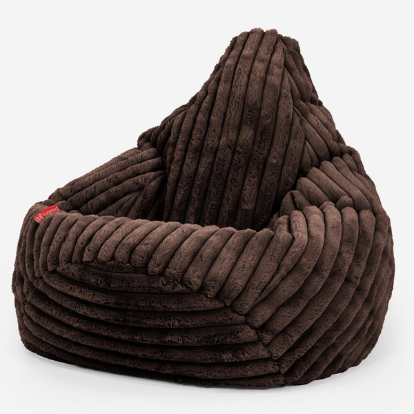 Pouf Poire Gamer - Velours Côtelé Ultra Pelucheux Marron Meuse 01
