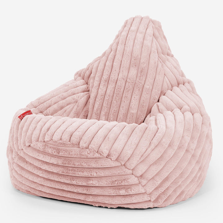 Pouf Poire Gamer - Velours Côtelé Ultra Pelucheux Rose Pastel 02