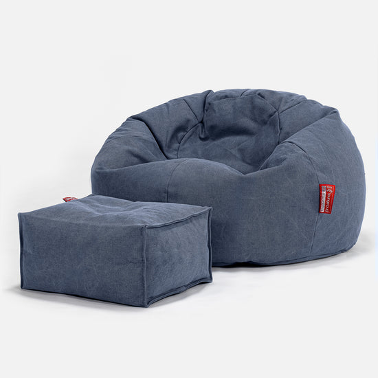 Pouf Poire Classique - Stonewashed Bleu Marine 02