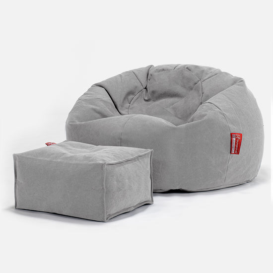 Pouf Poire Classique - Stonewashed Gris 02