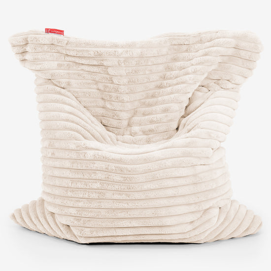 Pouf Géant XXL - Velours Côtelé Ultra Pelucheux Crème 01
