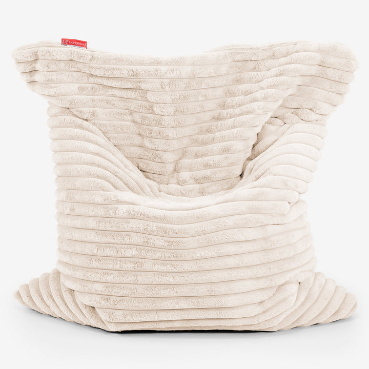 Pouf Géant XXL - Velours Côtelé Ultra Pelucheux Crème 01