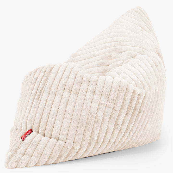 Pouf Géant XXL - Velours Côtelé Ultra Pelucheux Crème 02