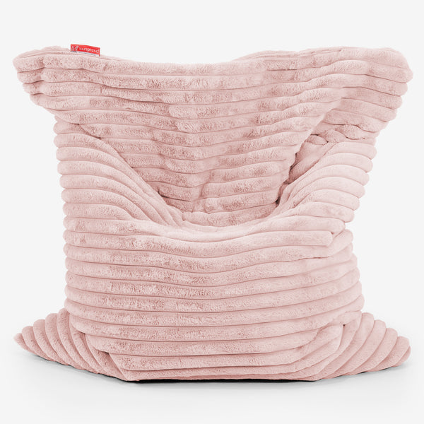 Pouf Géant XXL - Velours Côtelé Ultra Pelucheux Rose Pastel 01