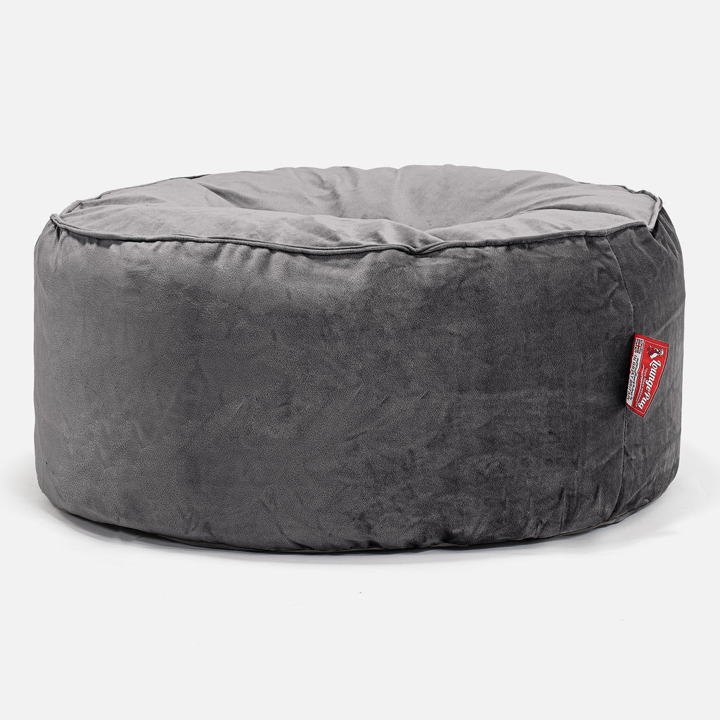 Pouf Design Rond - Velours Anthracite 01