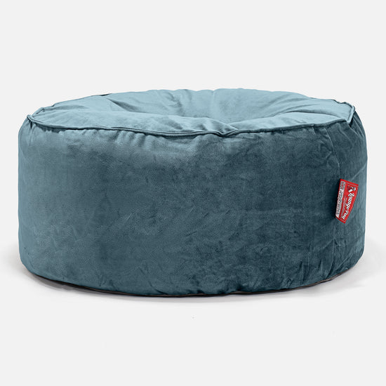 Pouf Design Rond - Velours Mer Égée 01