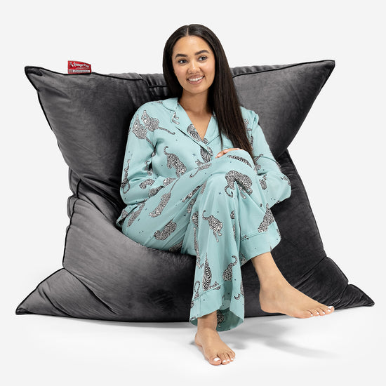 Pouf Géant XXL - Velours Anthracite 02