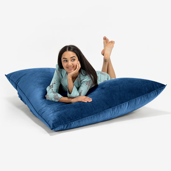 Pouf Géant XXL - Velours Bleu Marine 03