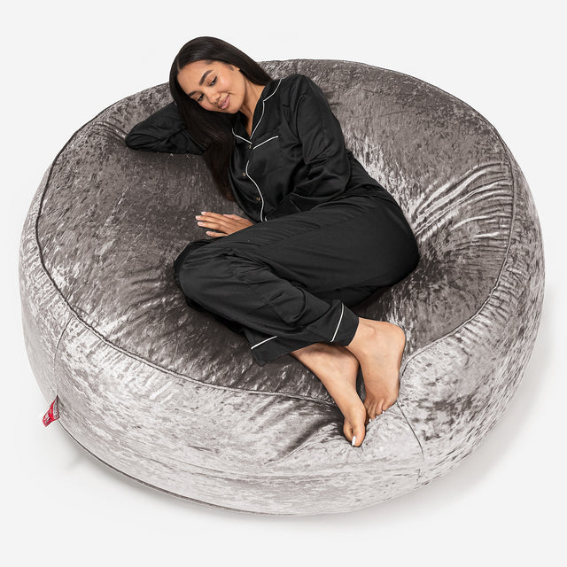 Canapé Pouf Géant Grande Mammouth - Vintage Velours Argent 01